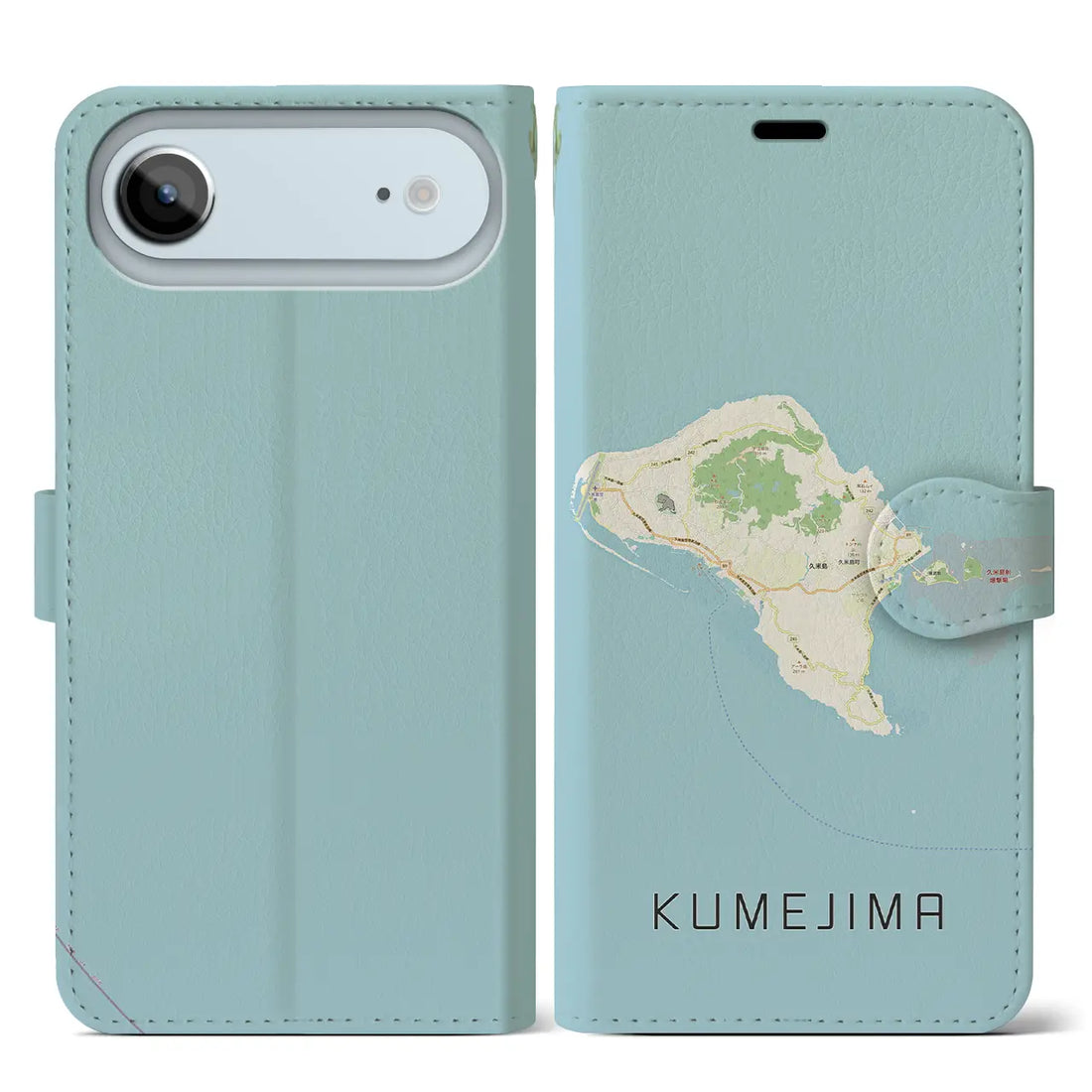 【久米島(沖縄県)】地図柄iPhoneケース(手帳タイプ)ナチュラル・iPhone 17 Pro Max 用