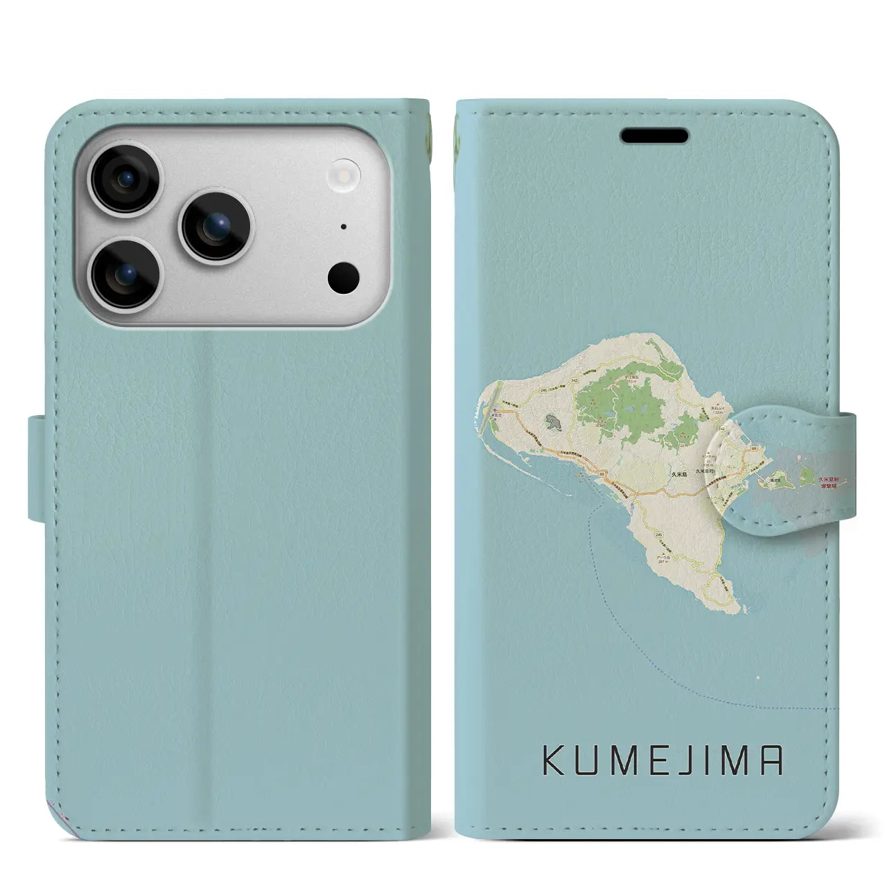 【久米島(沖縄県)】地図柄iPhoneケース(手帳タイプ)
