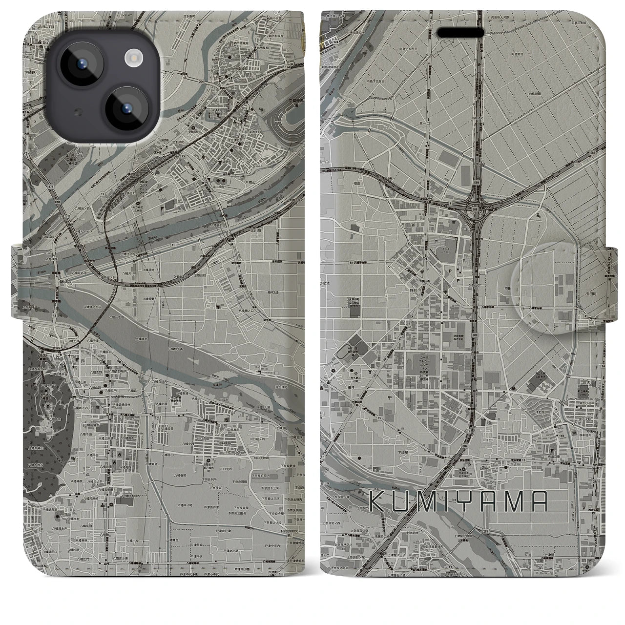 【久御山(京都府)】地図柄iPhoneケース(手帳タイプ)