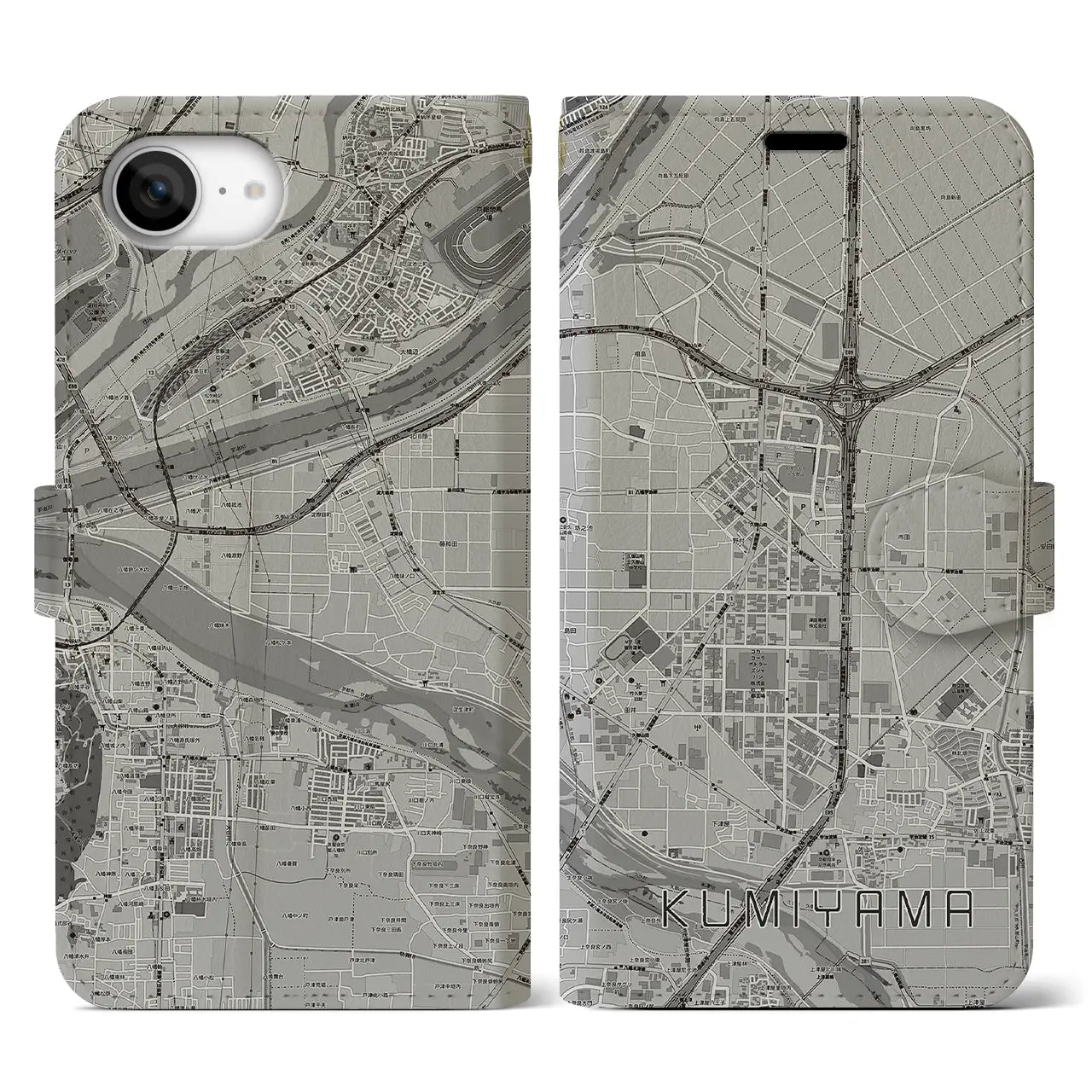 【久御山(京都府)】地図柄iPhoneケース(手帳タイプ)