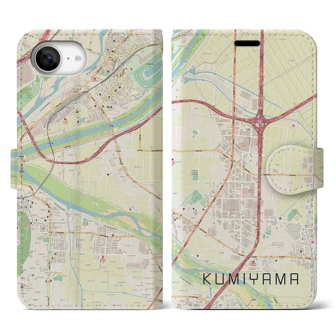 【久御山(京都府)】地図柄iPhoneケース(手帳タイプ)