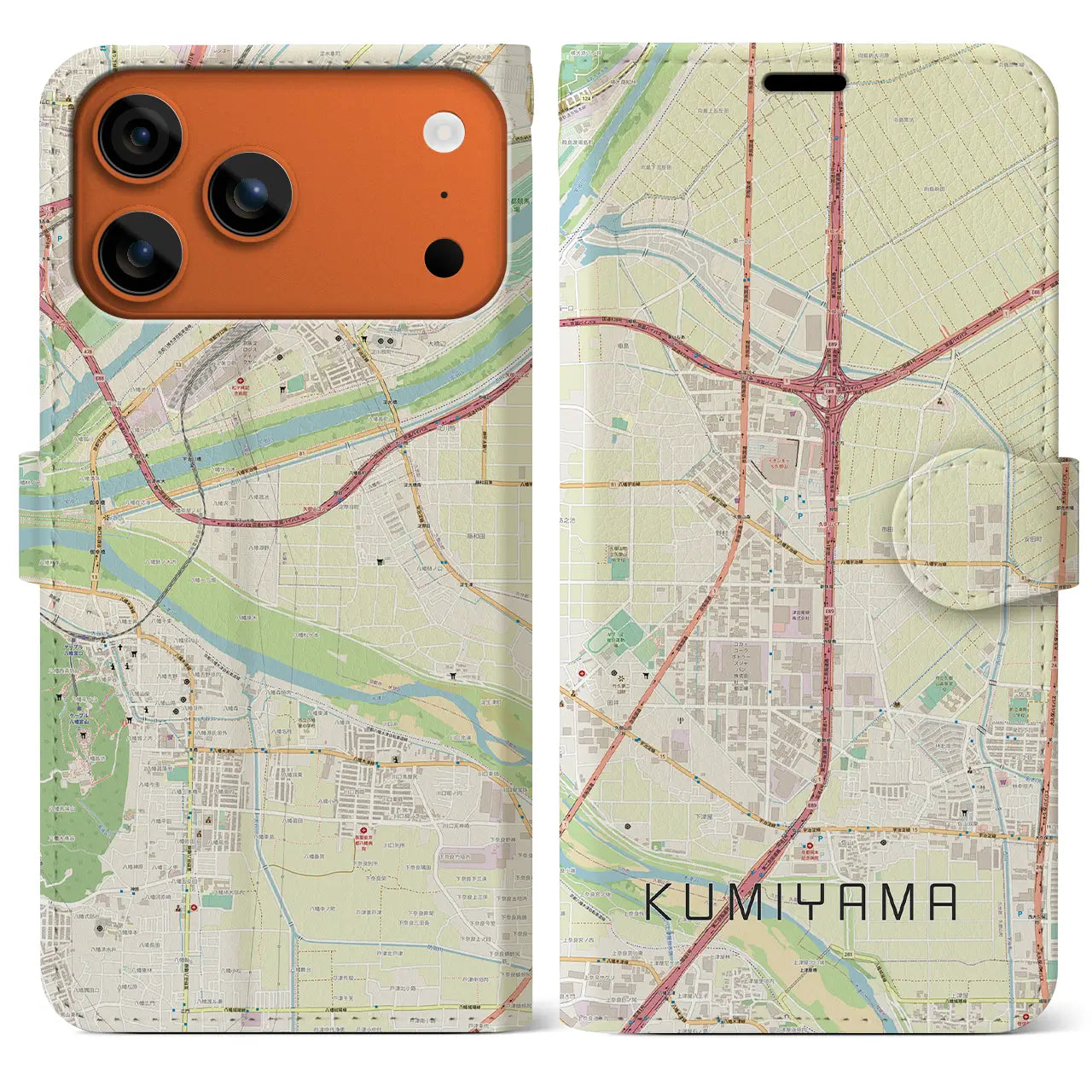 【久御山(京都府)】地図柄iPhoneケース(手帳タイプ)