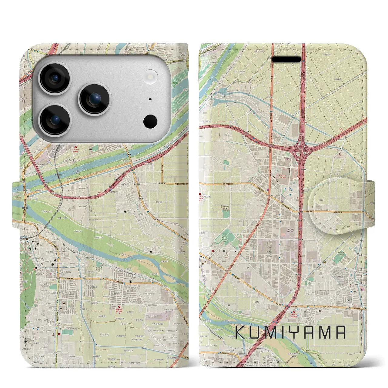 【久御山(京都府)】地図柄iPhoneケース(手帳タイプ)