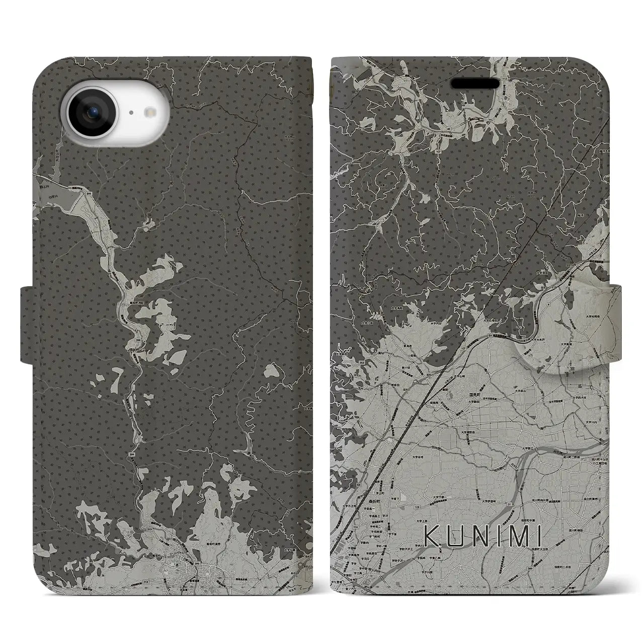 【国見(福島県)】地図柄iPhoneケース(手帳タイプ)