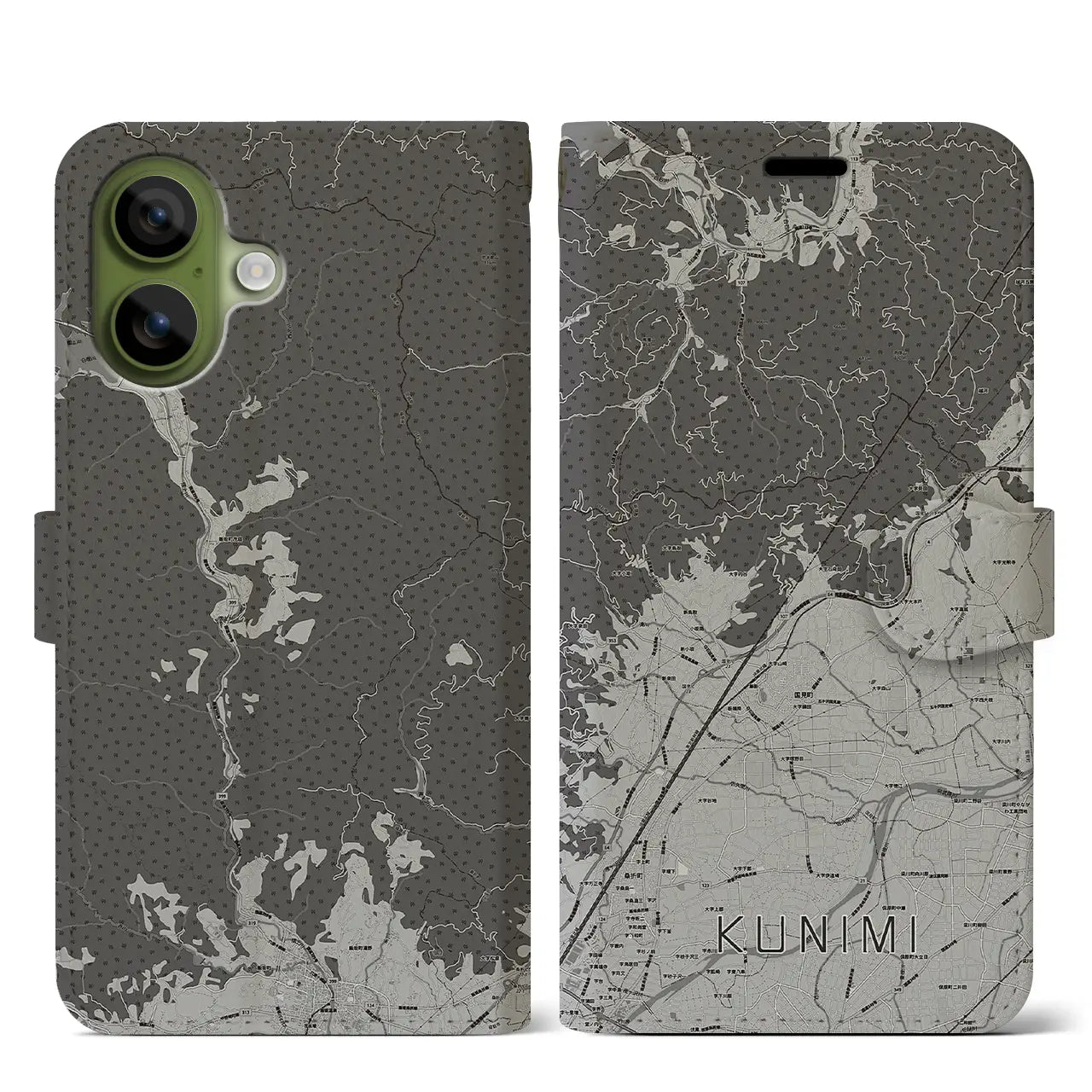 【国見(福島県)】地図柄iPhoneケース(手帳タイプ)