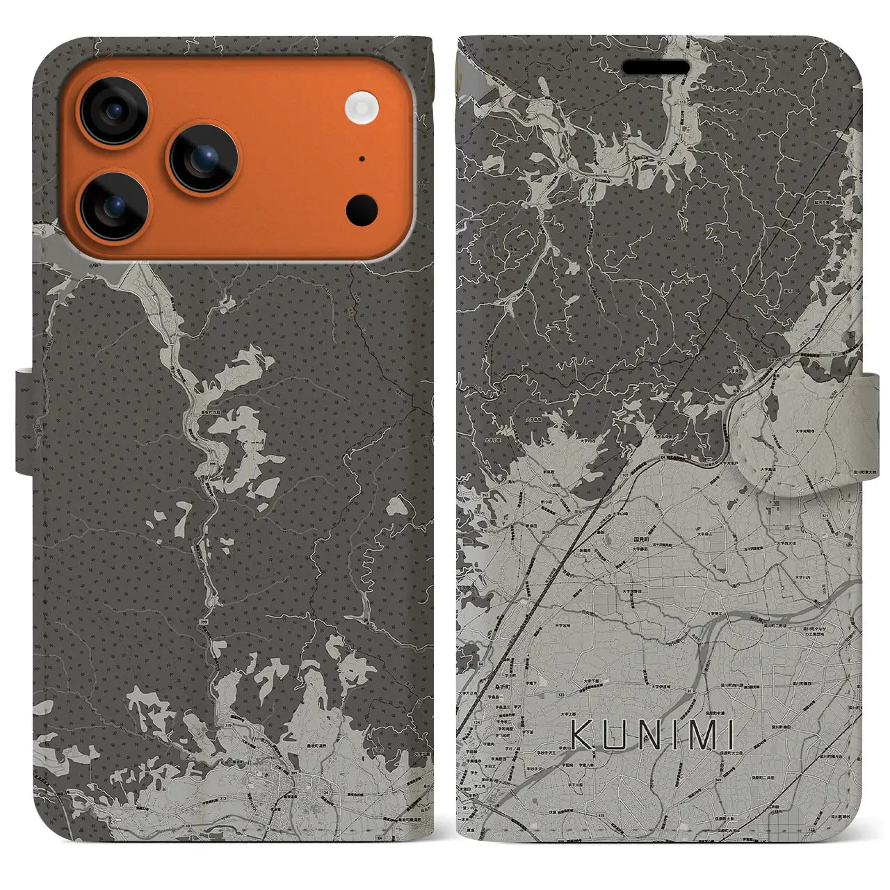 【国見(福島県)】地図柄iPhoneケース(手帳タイプ)