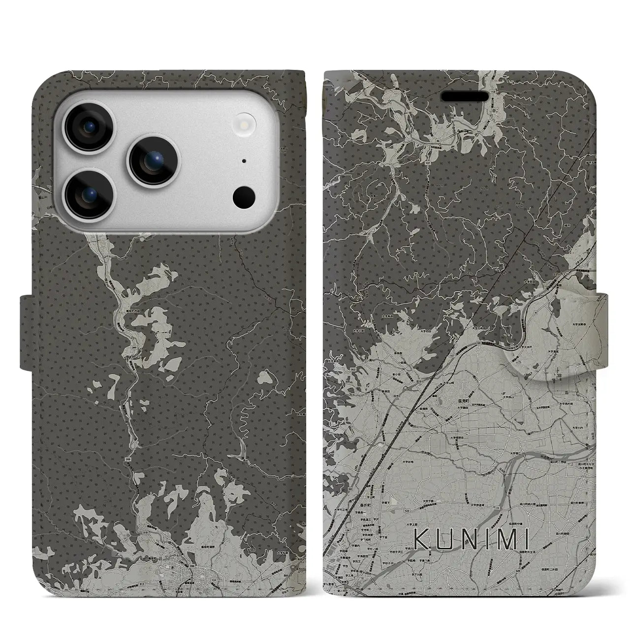 【国見(福島県)】地図柄iPhoneケース(手帳タイプ)