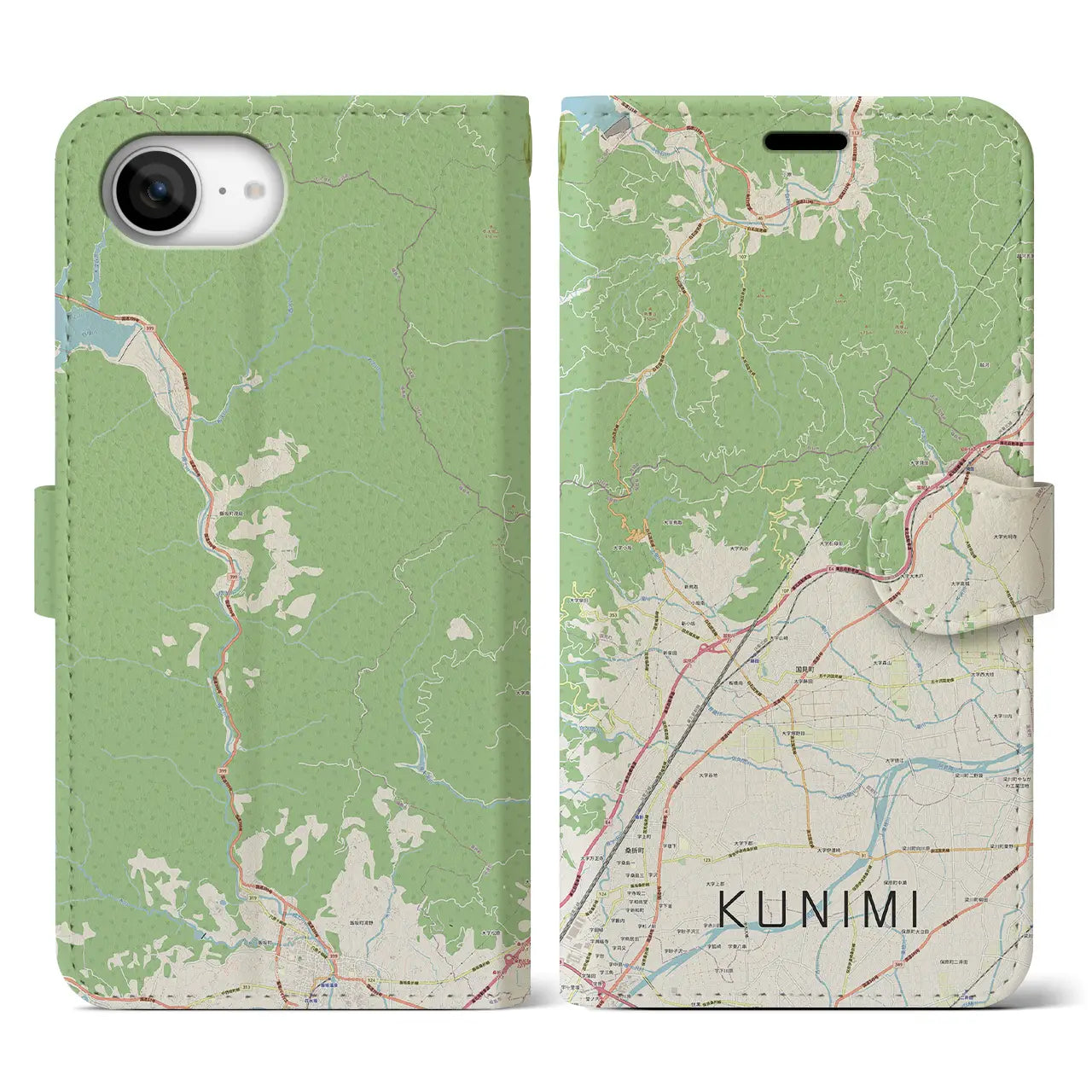 【国見(福島県)】地図柄iPhoneケース(手帳タイプ)