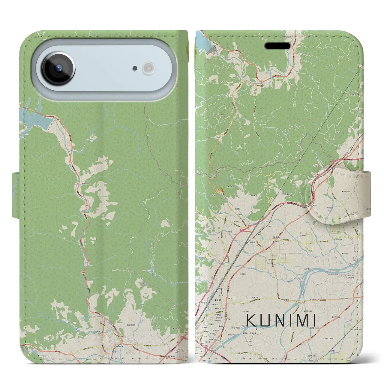 【国見(福島県)】地図柄iPhoneケース(手帳タイプ)