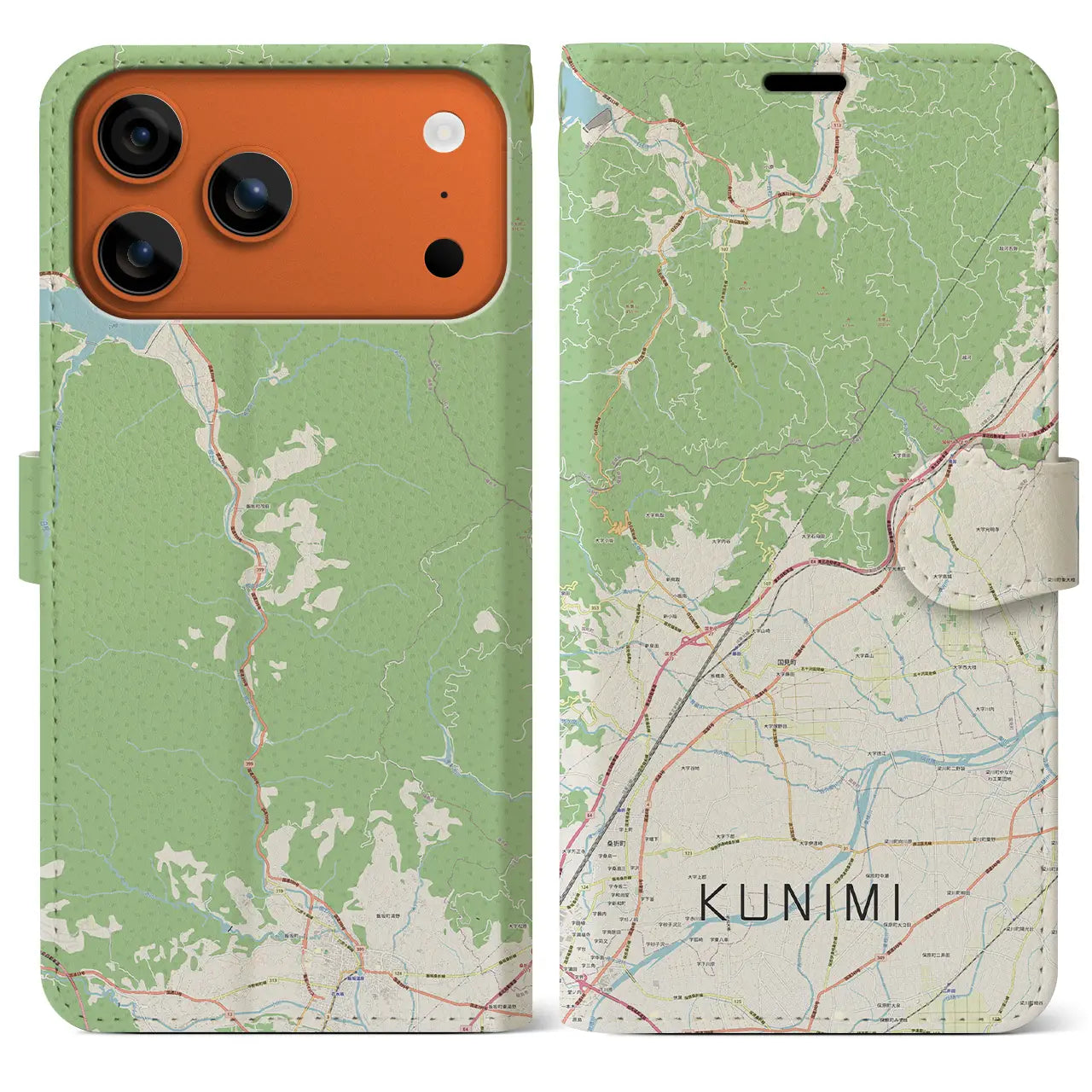 【国見(福島県)】地図柄iPhoneケース(手帳タイプ)