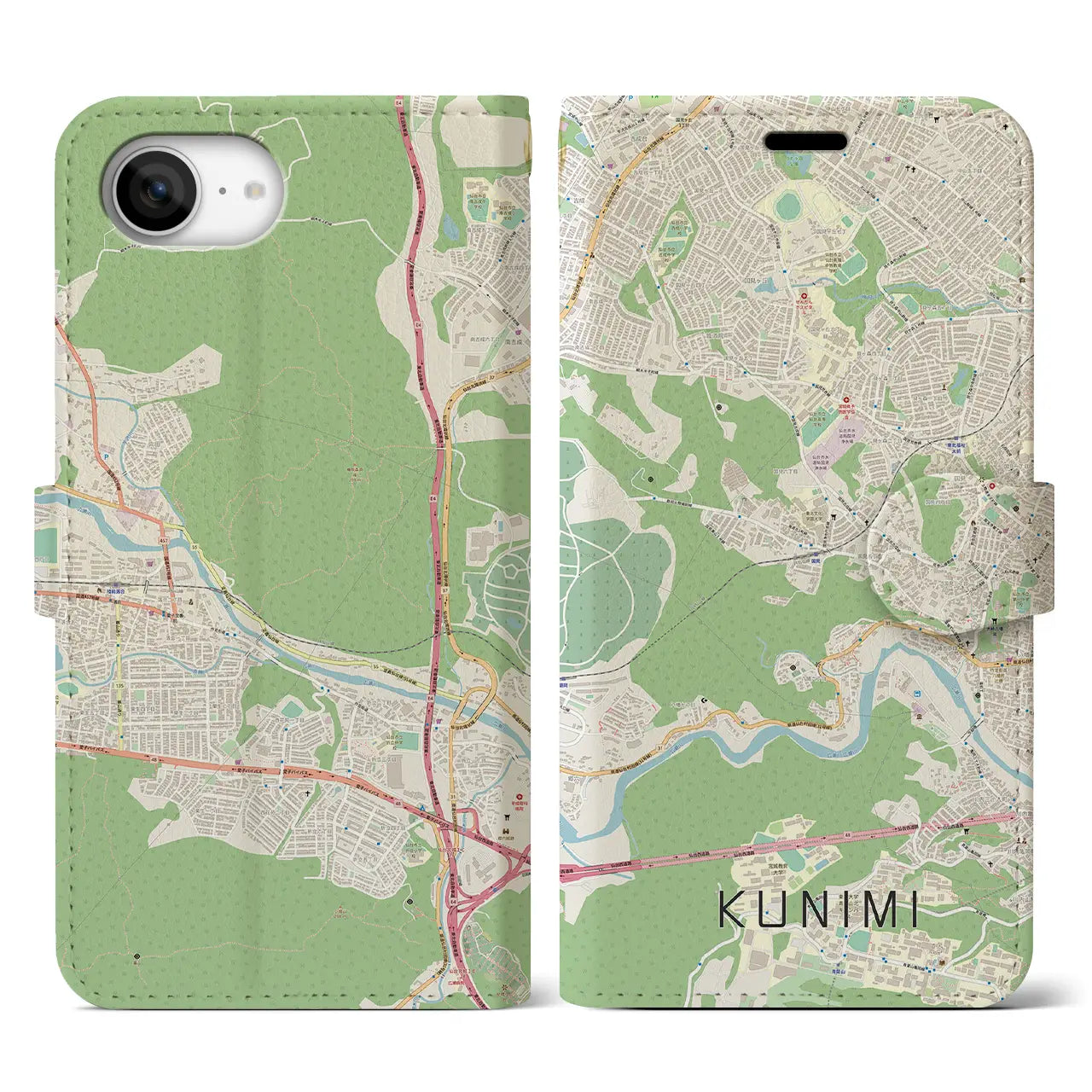 【国見(宮城県)】地図柄iPhoneケース(手帳タイプ)