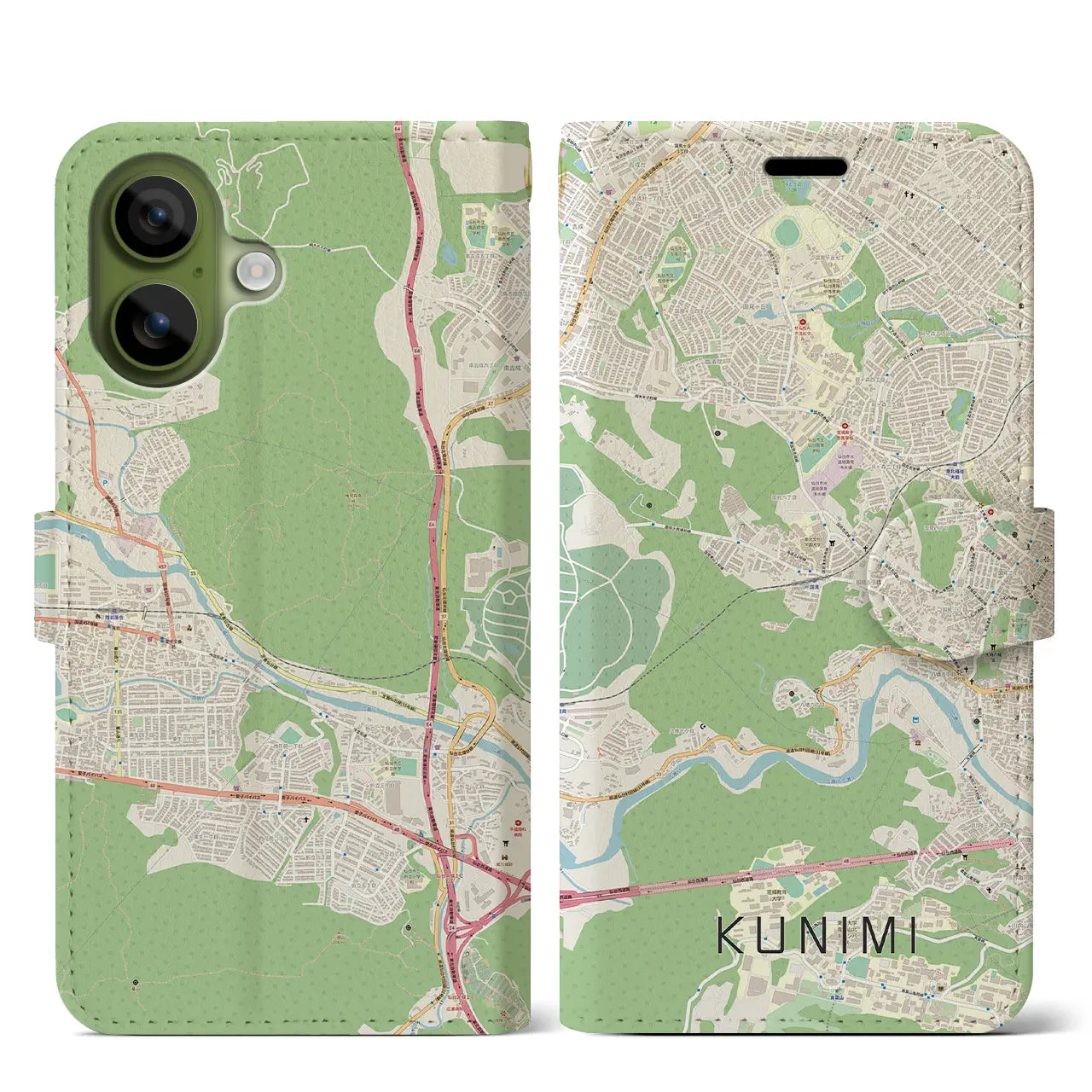 【国見(宮城県)】地図柄iPhoneケース(手帳タイプ)