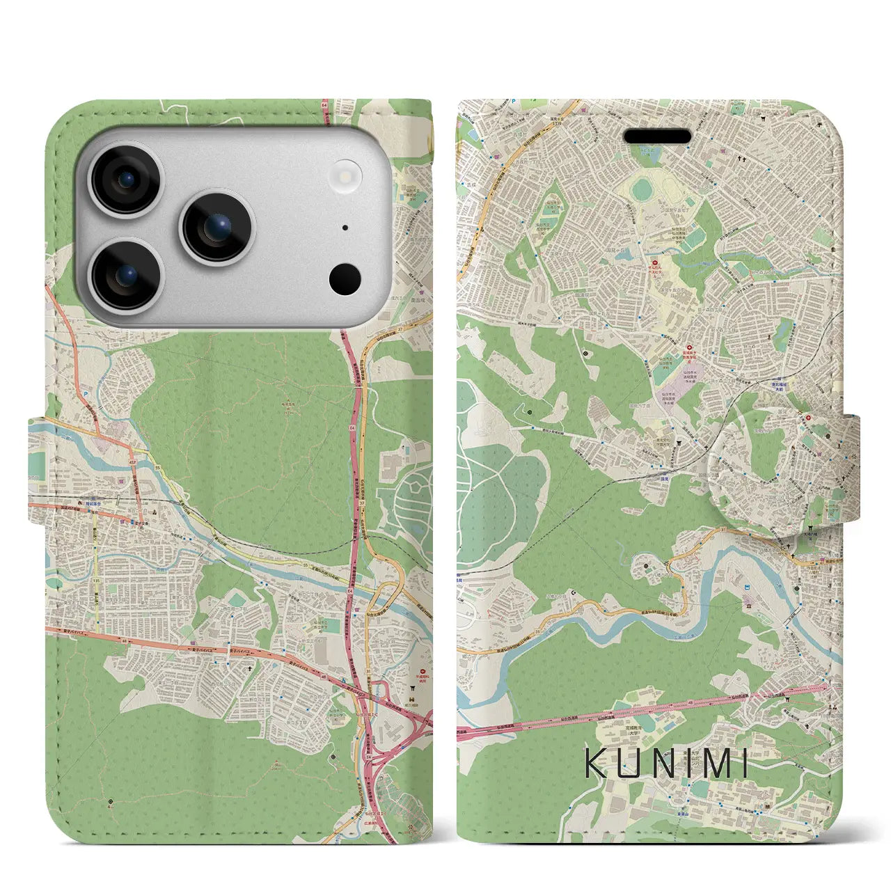 【国見(宮城県)】地図柄iPhoneケース(手帳タイプ)