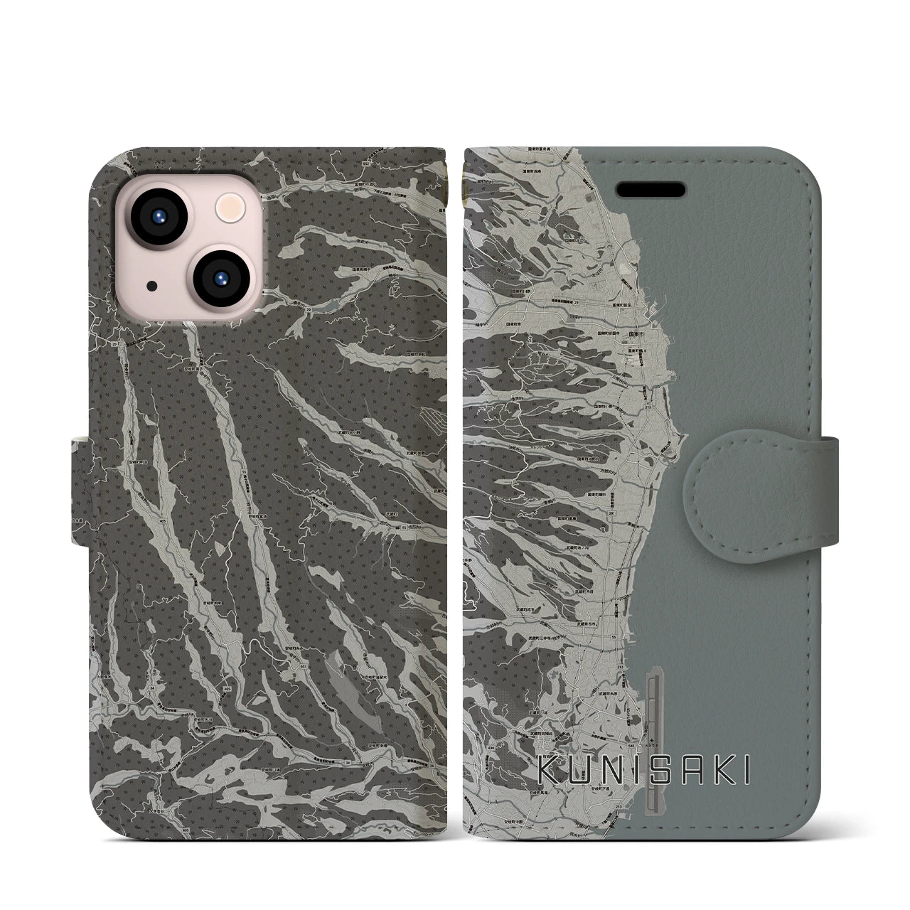 【国東(大分県)】地図柄iPhoneケース(手帳タイプ)