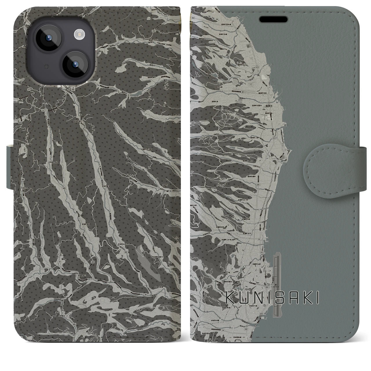 【国東(大分県)】地図柄iPhoneケース(手帳タイプ)