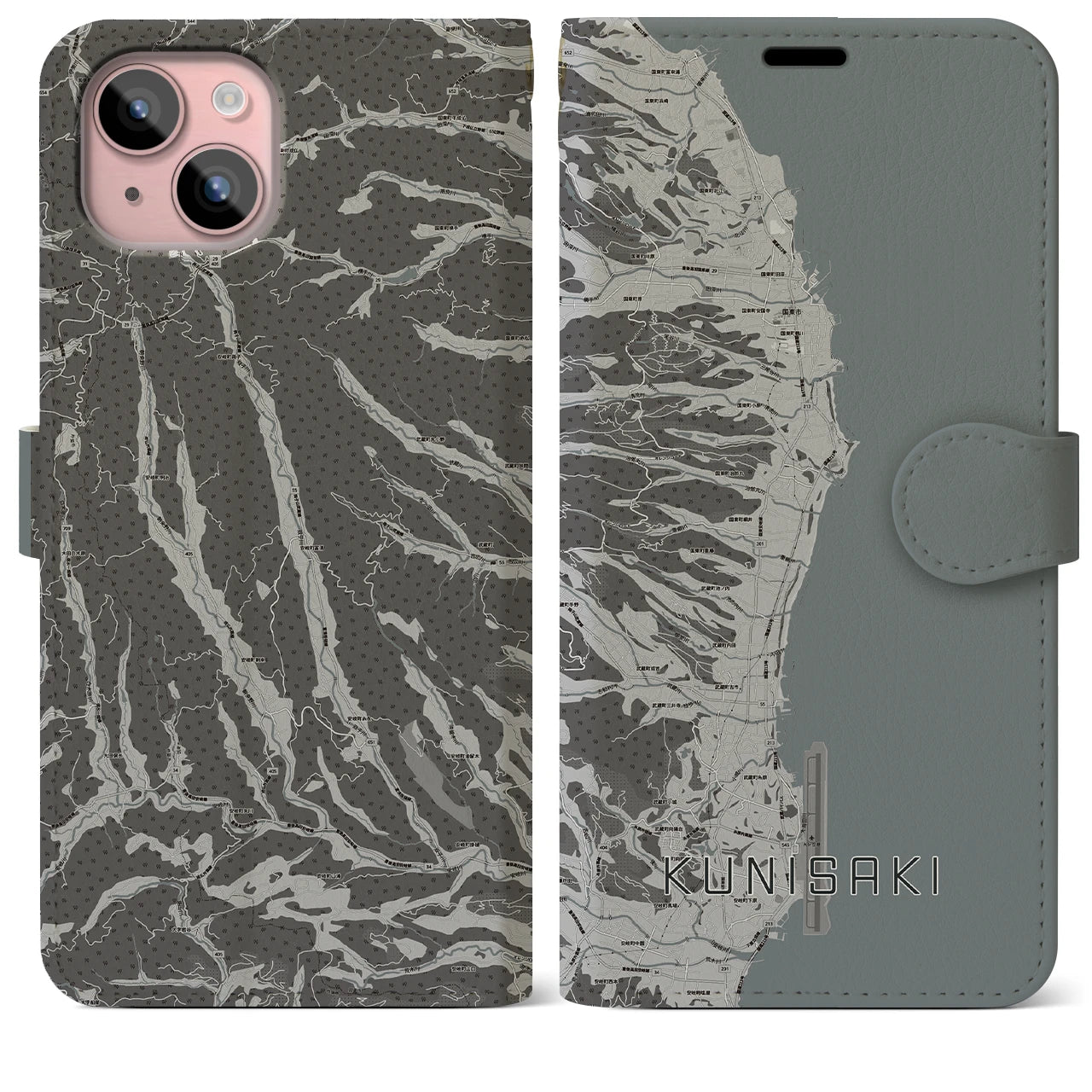 【国東(大分県)】地図柄iPhoneケース(手帳タイプ)