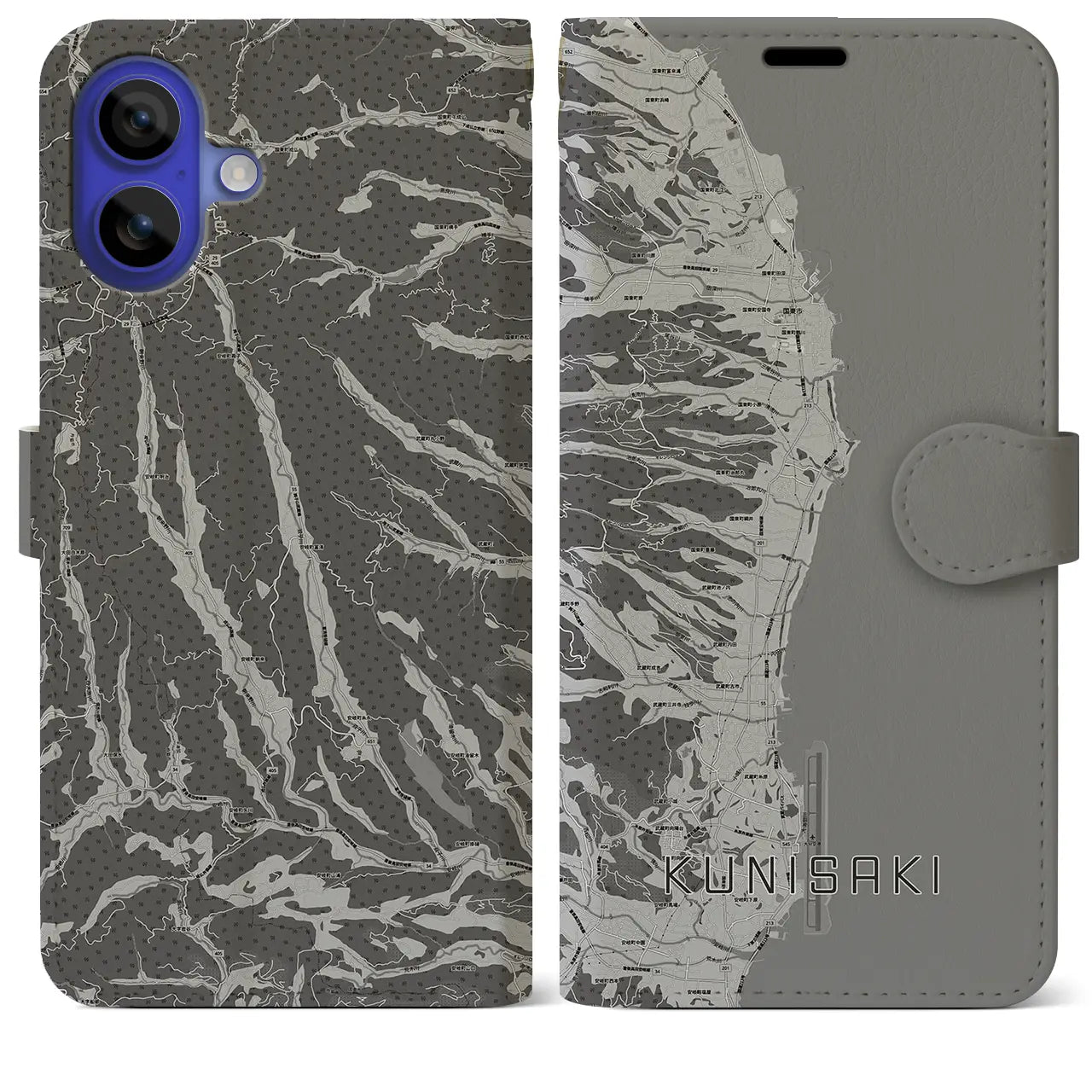 【国東(大分県)】地図柄iPhoneケース(手帳タイプ)