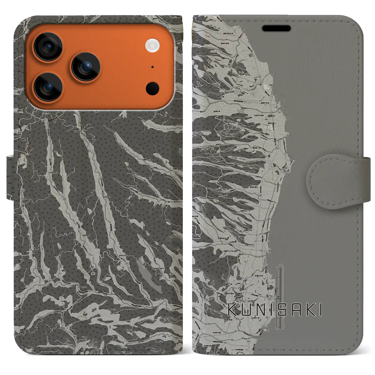 【国東(大分県)】地図柄iPhoneケース(手帳タイプ)