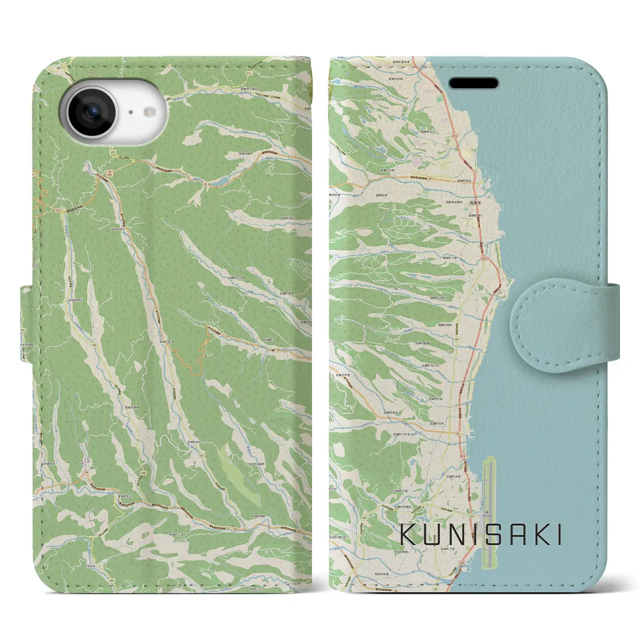 【国東(大分県)】地図柄iPhoneケース(手帳タイプ)