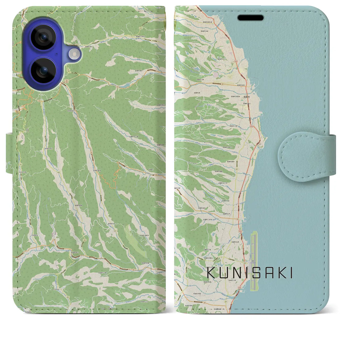 【国東(大分県)】地図柄iPhoneケース(手帳タイプ)ナチュラル・iPhone 16 Pro Max 用