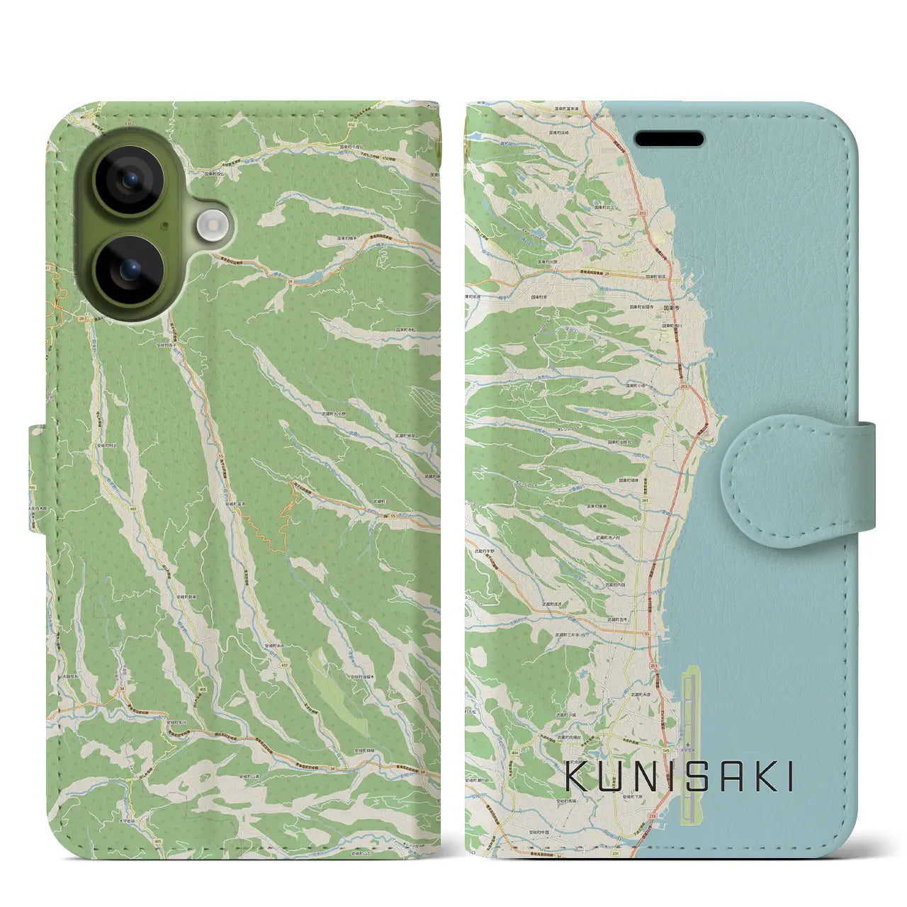 【国東(大分県)】地図柄iPhoneケース(手帳タイプ)