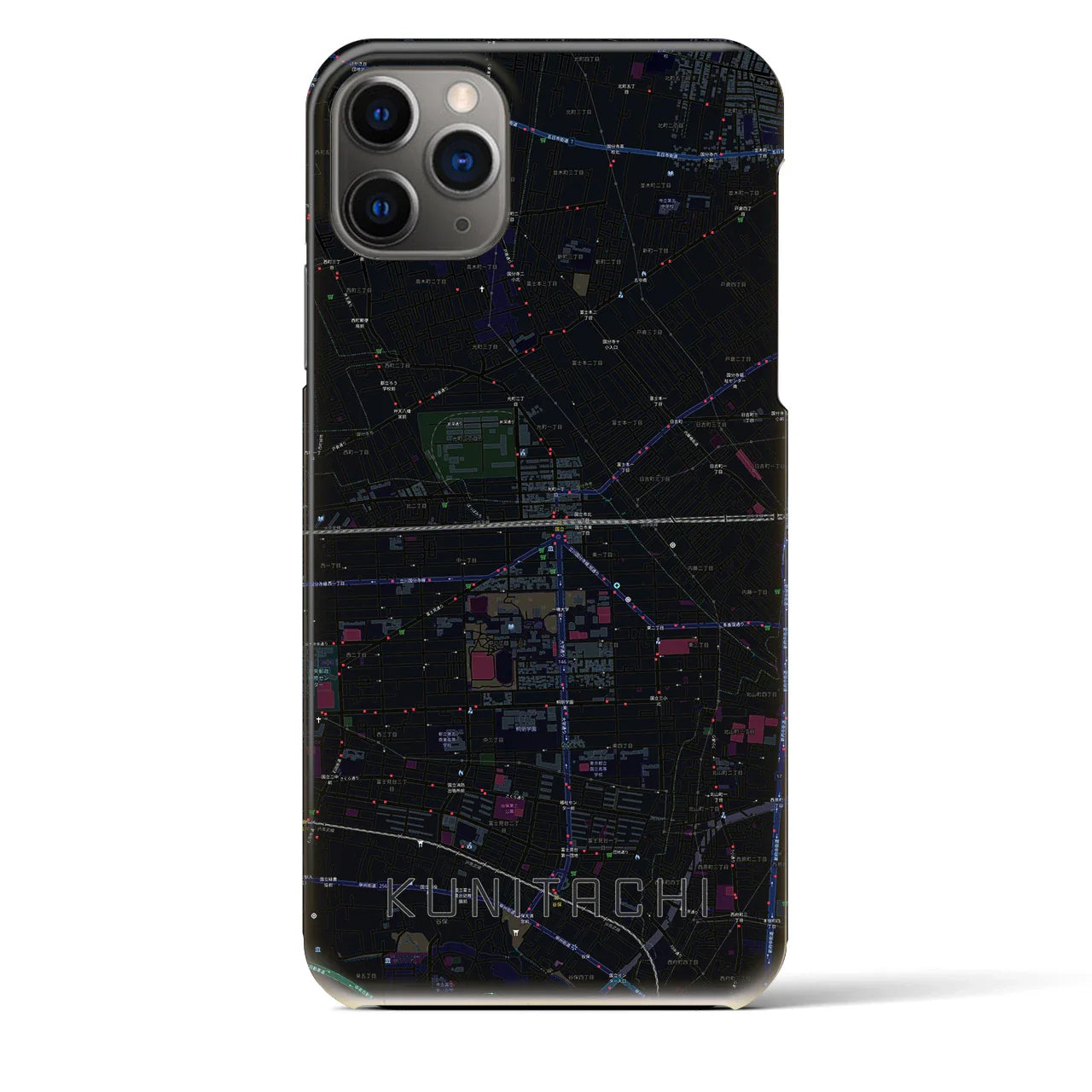【国立2(東京都)】地図柄iPhoneケース(バックカバータイプ)