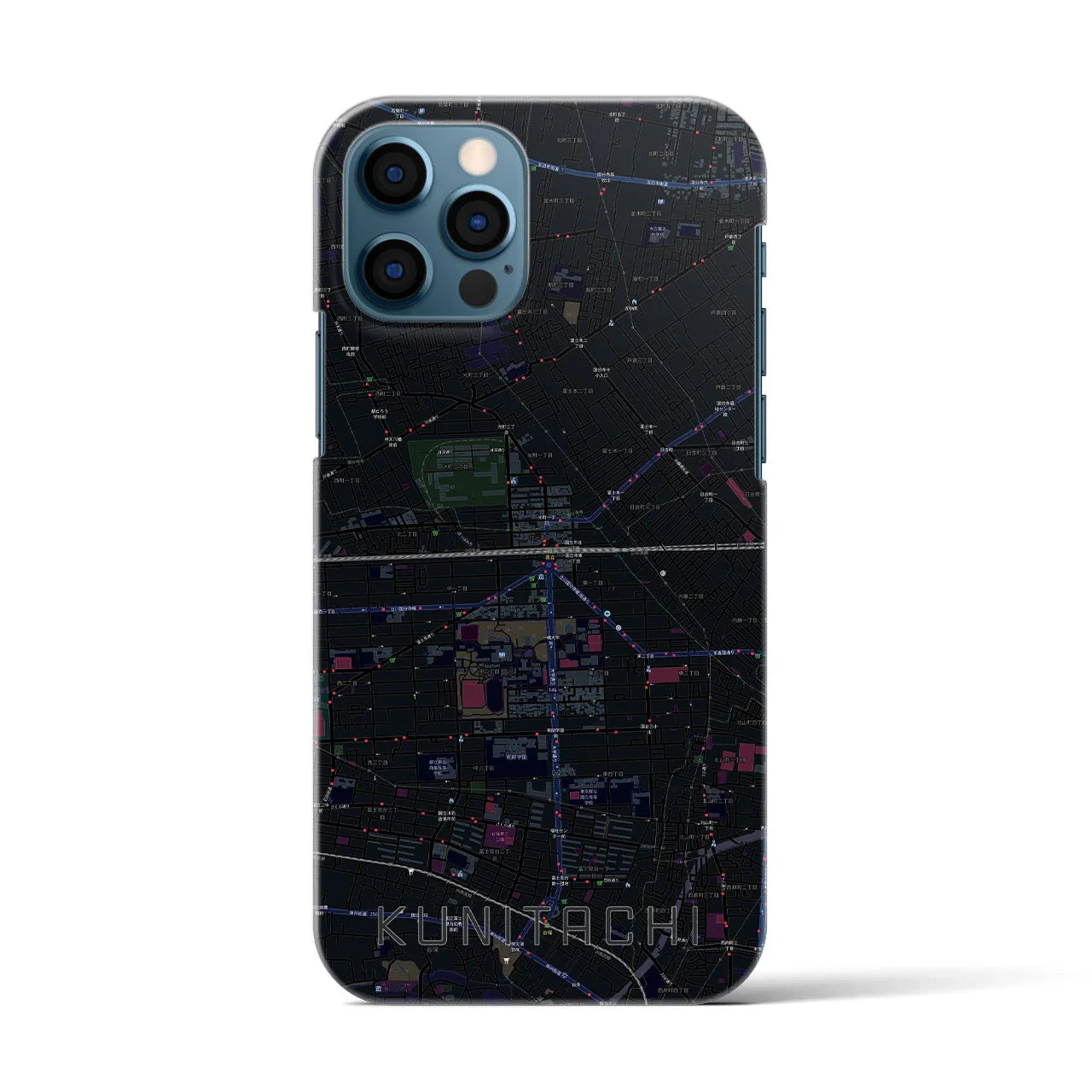 【国立2(東京都)】地図柄iPhoneケース(バックカバータイプ)
