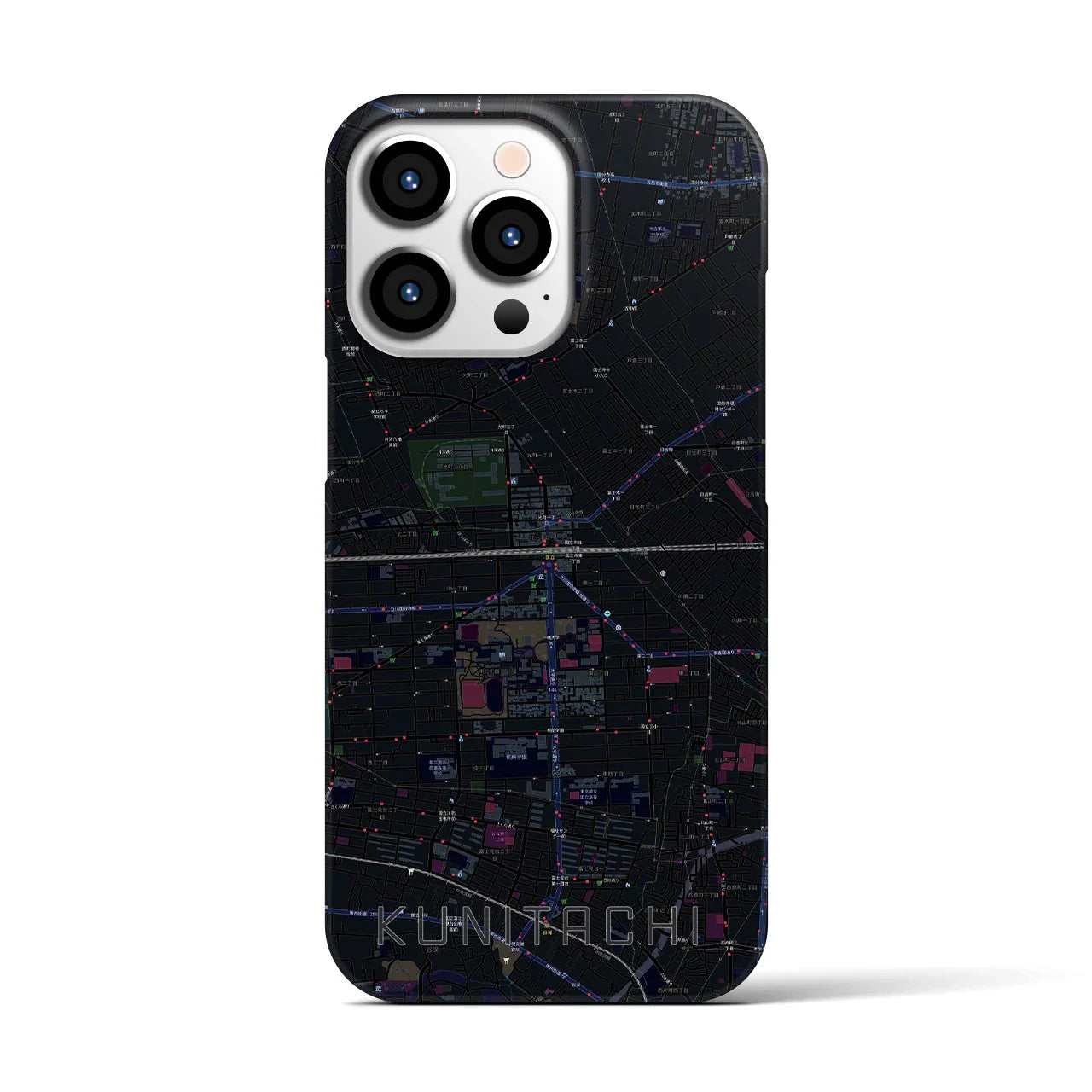 【国立2(東京都)】地図柄iPhoneケース(バックカバータイプ)