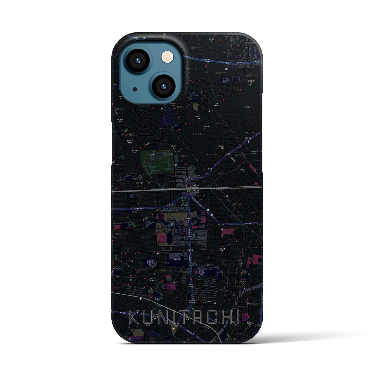 【国立2(東京都)】地図柄iPhoneケース(バックカバータイプ)