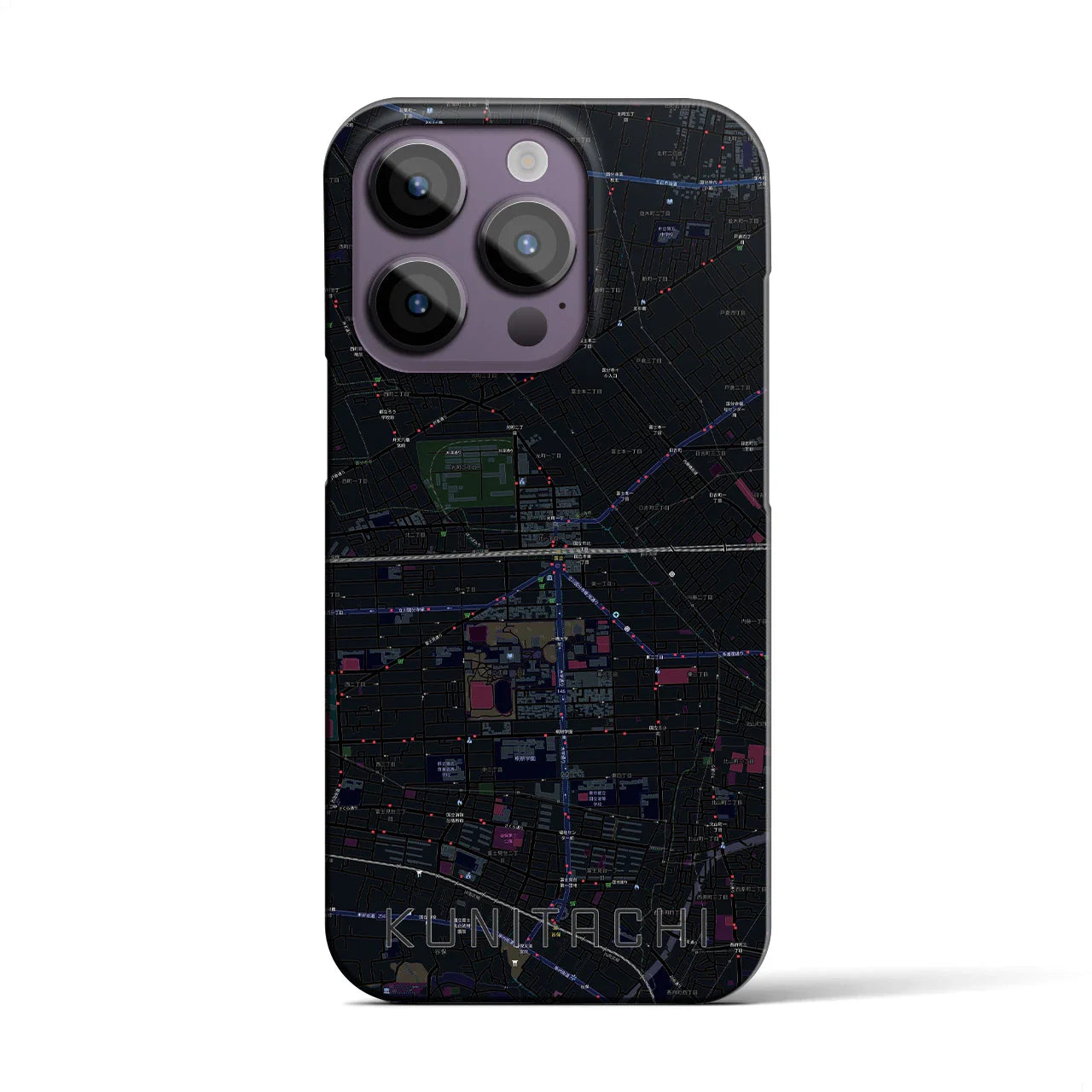 【国立2(東京都)】地図柄iPhoneケース(バックカバータイプ)