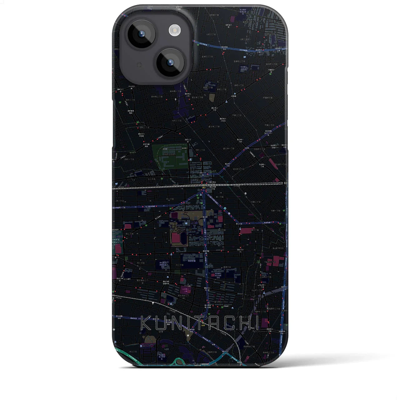 【国立2(東京都)】地図柄iPhoneケース(バックカバータイプ)