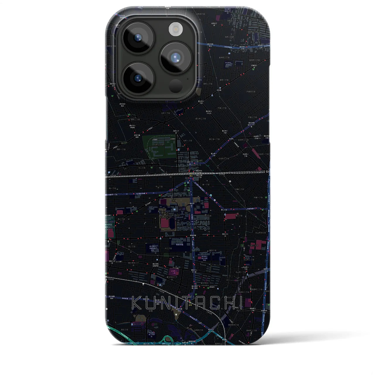 【国立2(東京都)】地図柄iPhoneケース(バックカバータイプ)