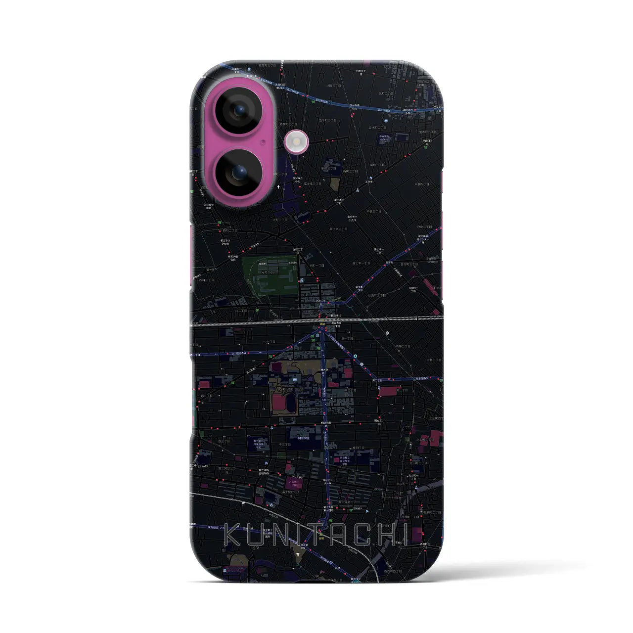 【国立2(東京都)】地図柄iPhoneケース(バックカバータイプ)