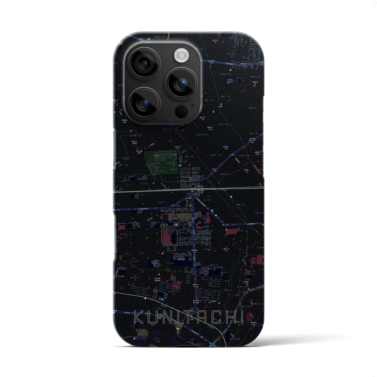 【国立2(東京都)】地図柄iPhoneケース(バックカバータイプ)