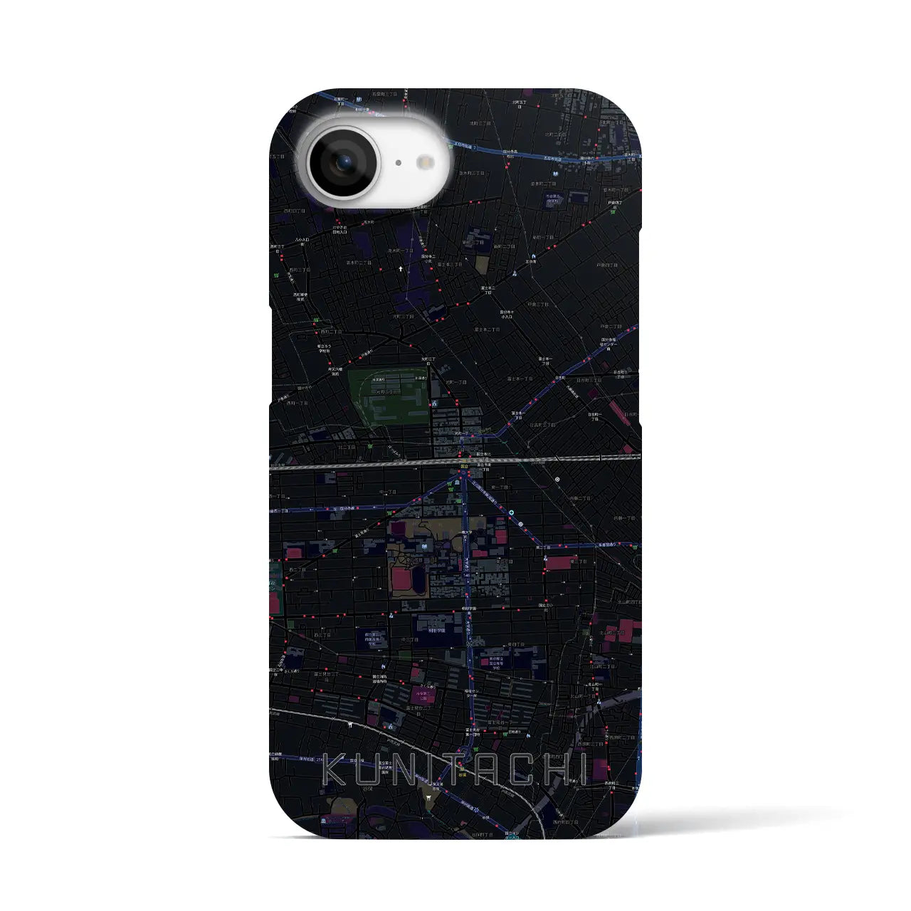 【国立2(東京都)】地図柄iPhoneケース(バックカバータイプ)
