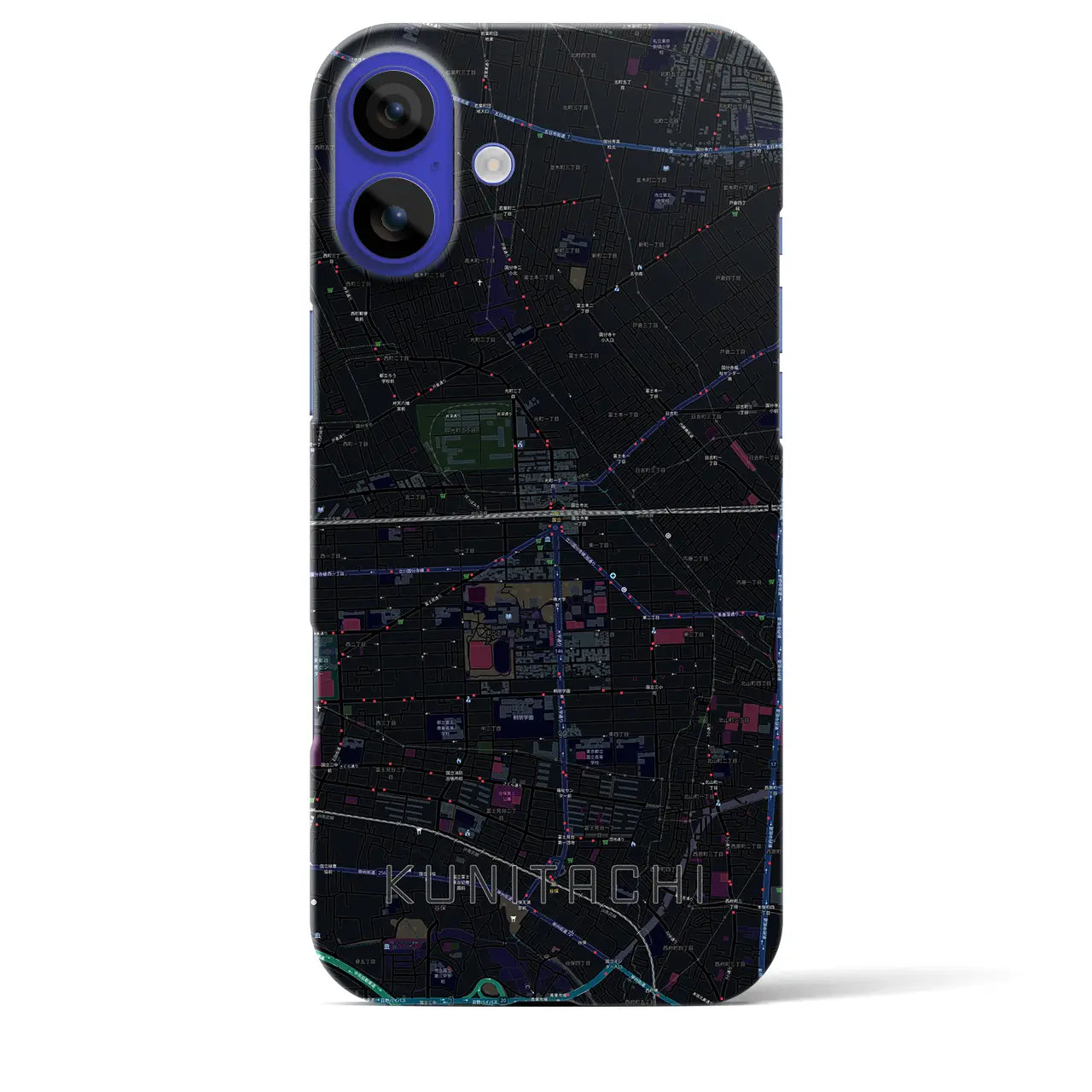 【国立2(東京都)】地図柄iPhoneケース(バックカバータイプ)