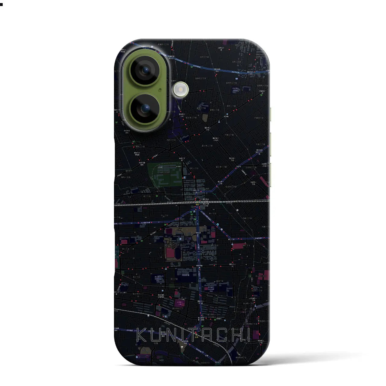 【国立2(東京都)】地図柄iPhoneケース(バックカバータイプ)