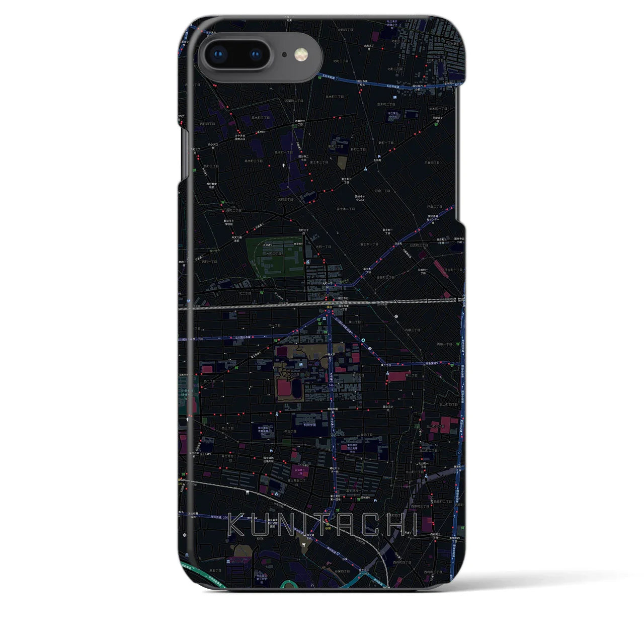 【国立2(東京都)】地図柄iPhoneケース(バックカバータイプ)