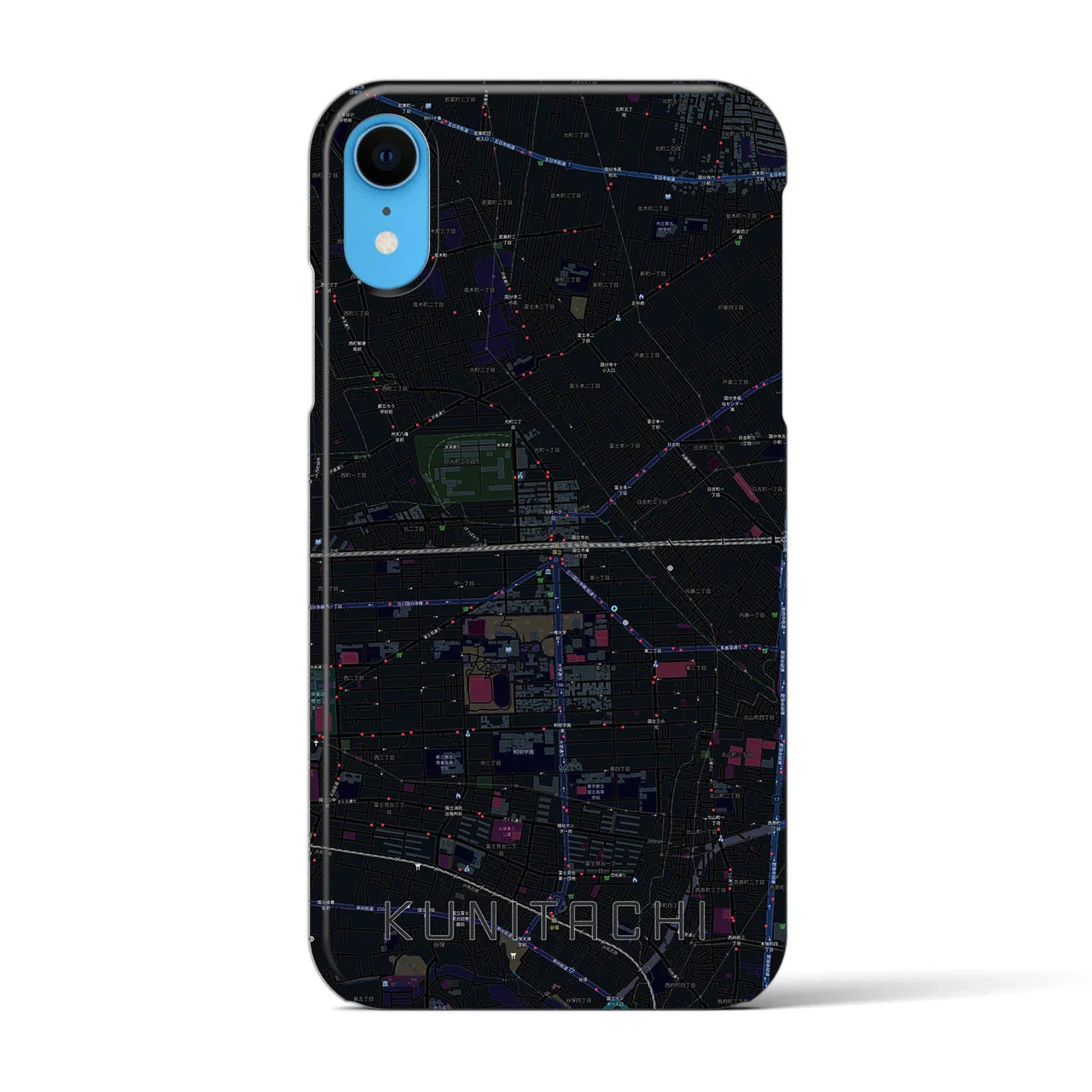 【国立2(東京都)】地図柄iPhoneケース(バックカバータイプ)