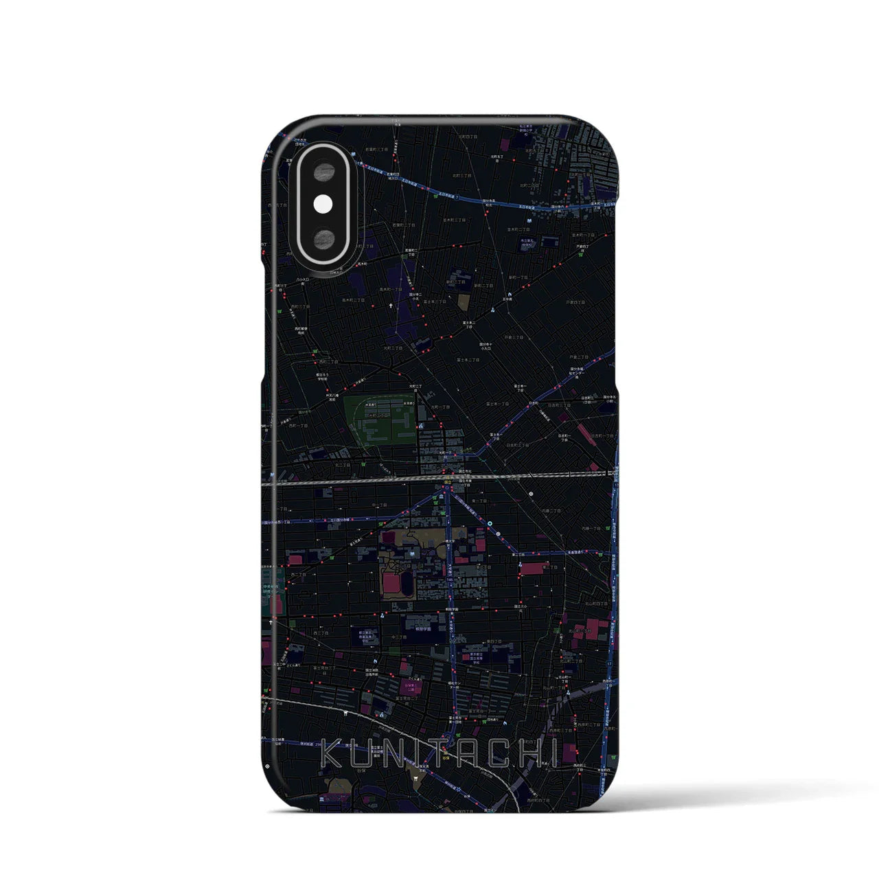 【国立2(東京都)】地図柄iPhoneケース(バックカバータイプ)