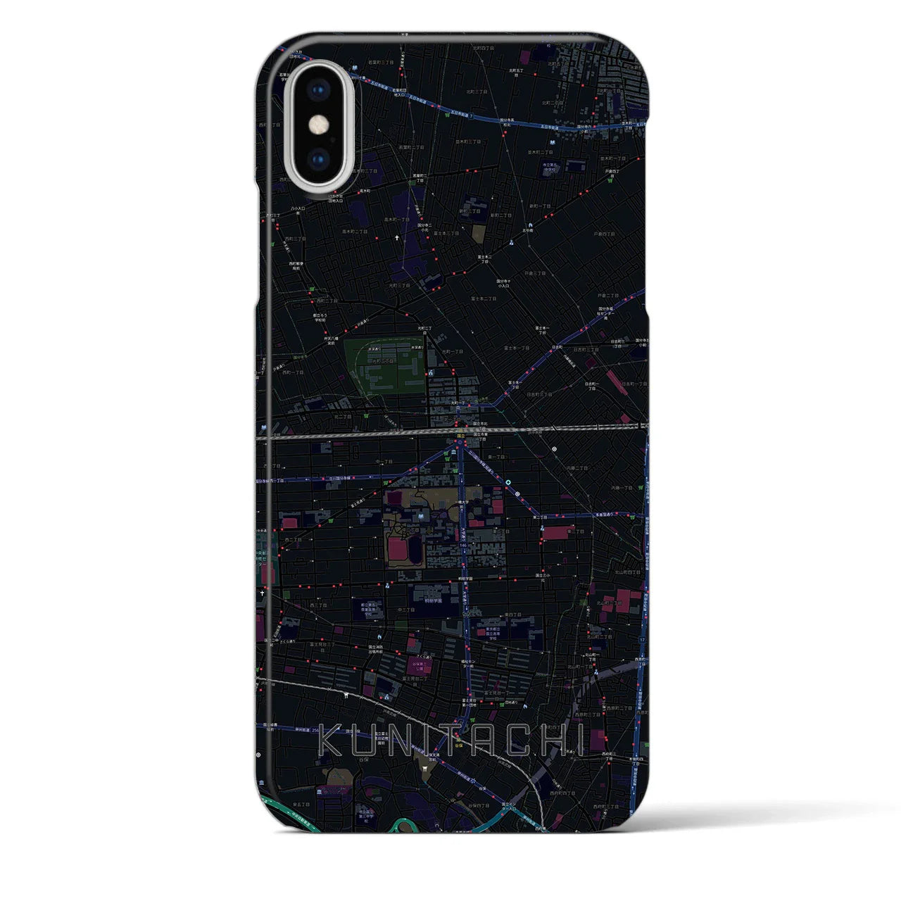 【国立2(東京都)】地図柄iPhoneケース(バックカバータイプ)
