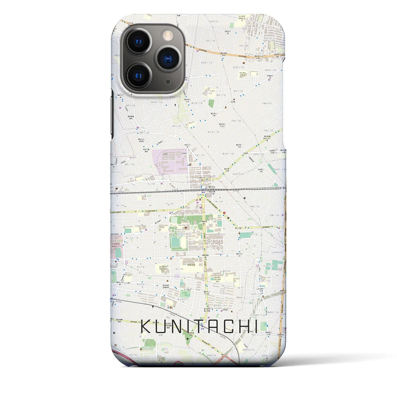 【国立2(東京都)】地図柄iPhoneケース(バックカバータイプ)