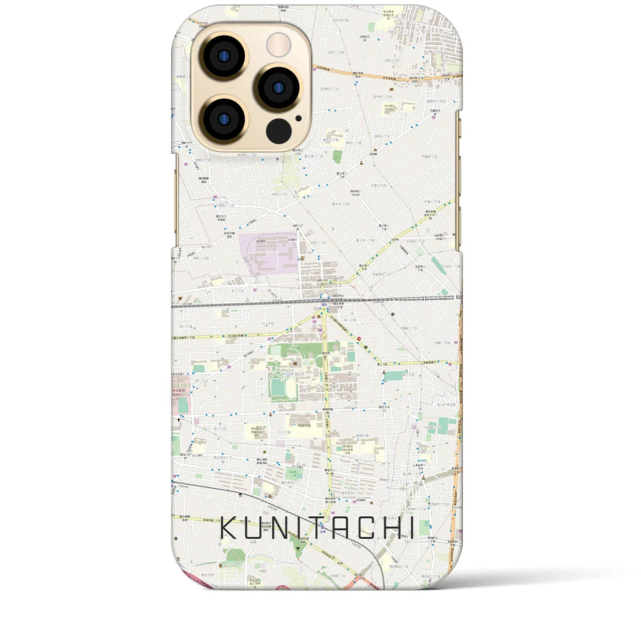 【国立2(東京都)】地図柄iPhoneケース(バックカバータイプ)