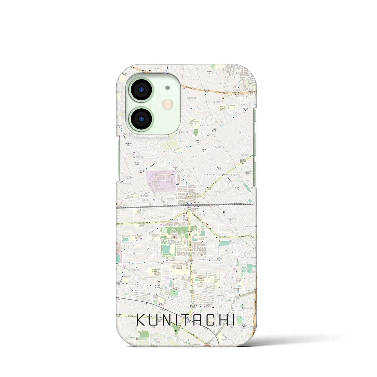 【国立2(東京都)】地図柄iPhoneケース(バックカバータイプ)