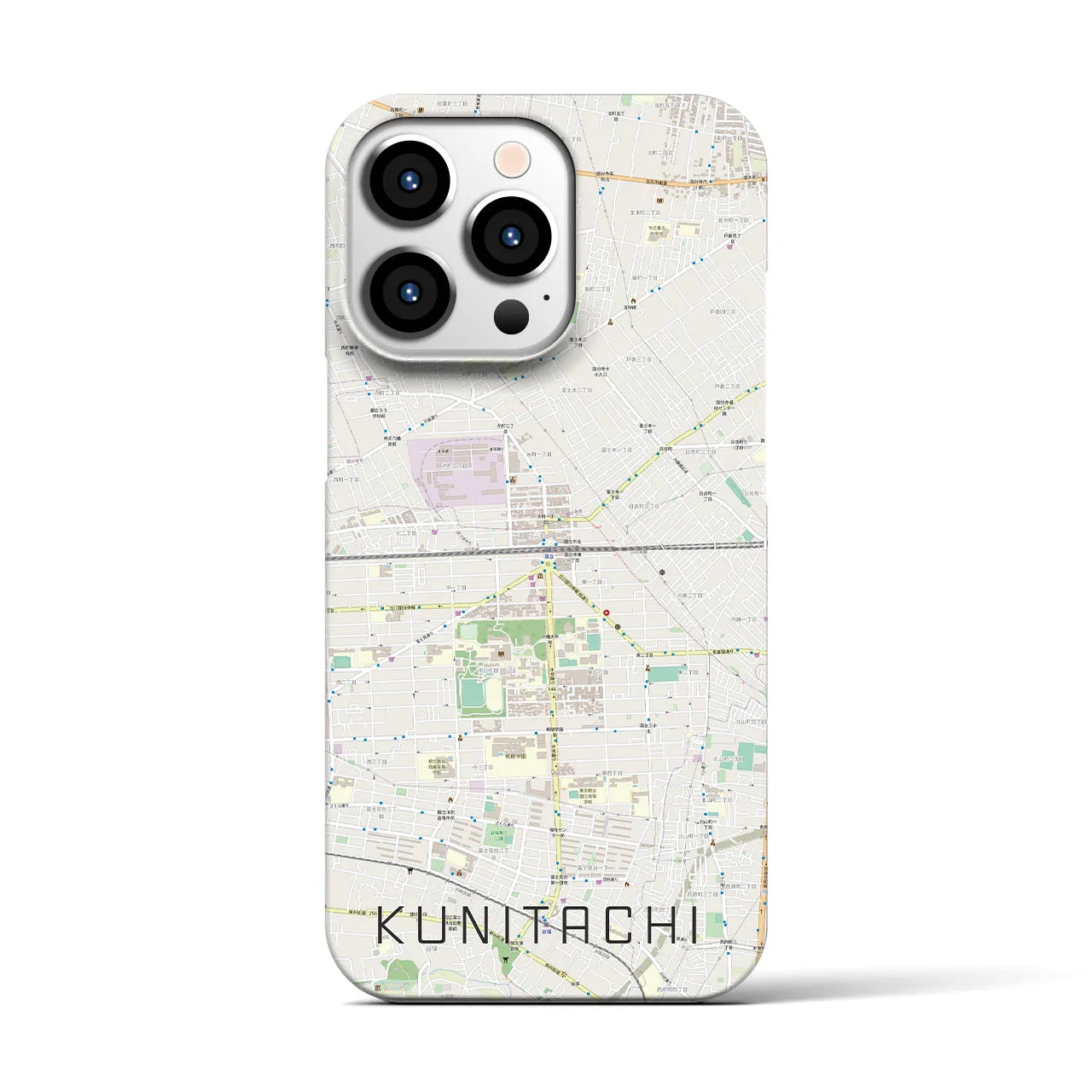 【国立2(東京都)】地図柄iPhoneケース(バックカバータイプ)