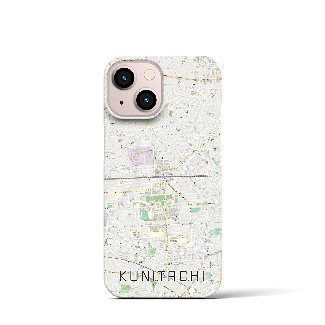 【国立2(東京都)】地図柄iPhoneケース(バックカバータイプ)
