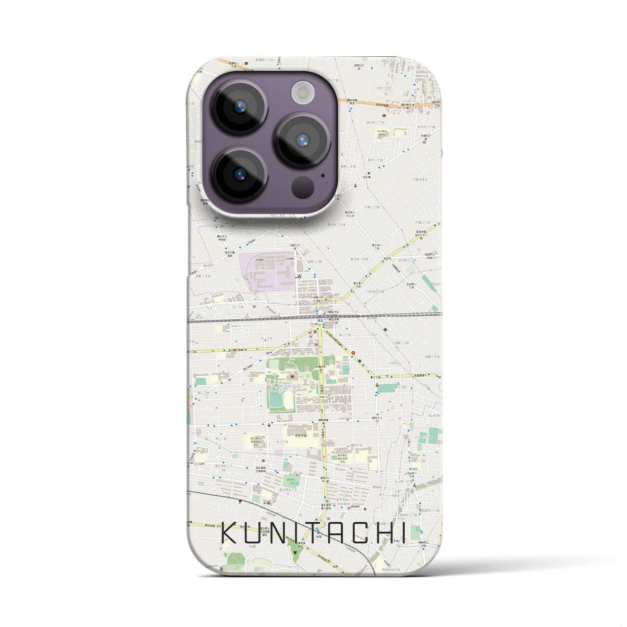 【国立2(東京都)】地図柄iPhoneケース(バックカバータイプ)