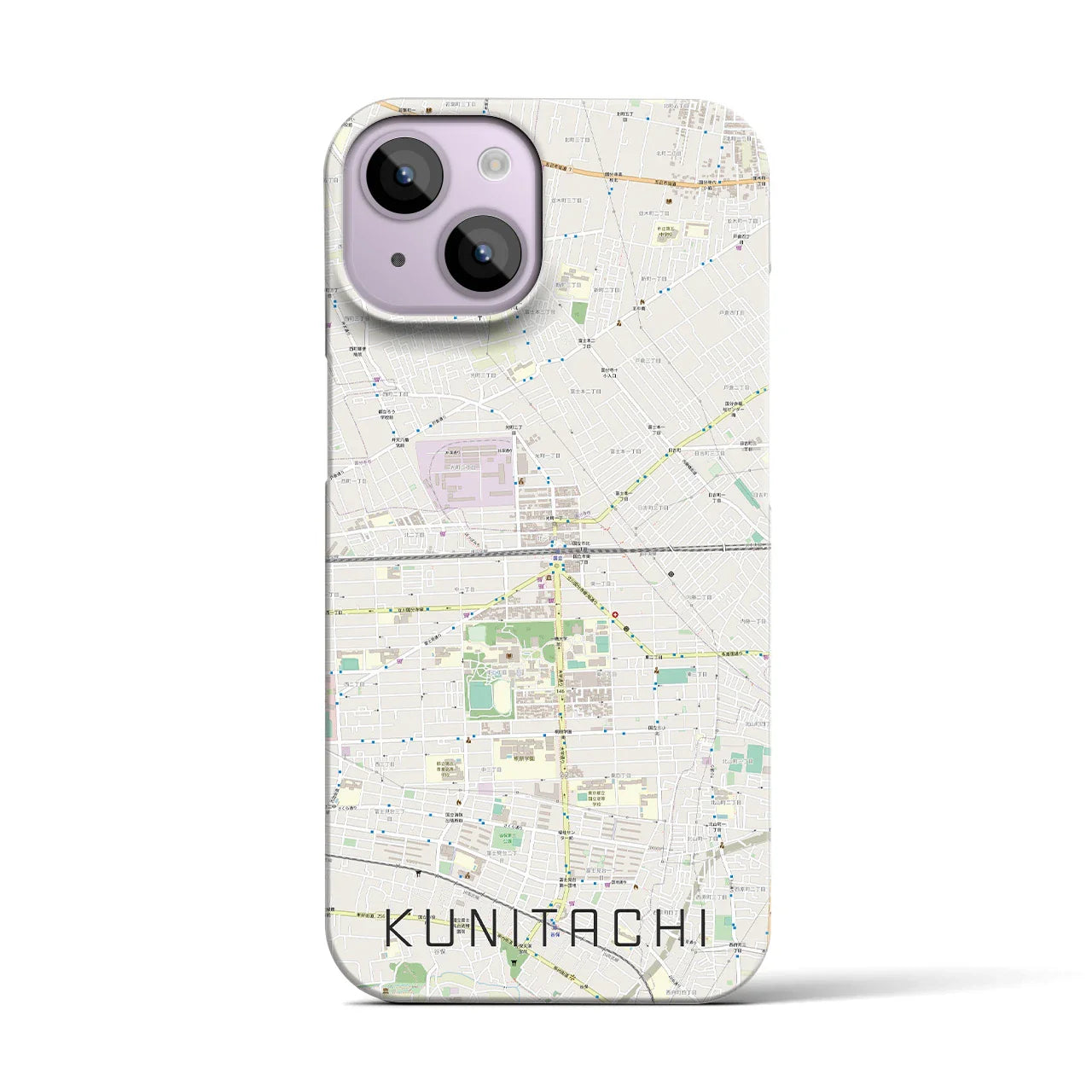 【国立2(東京都)】地図柄iPhoneケース(バックカバータイプ)