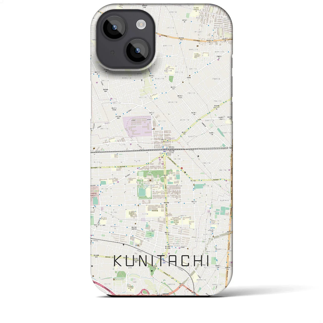 【国立2(東京都)】地図柄iPhoneケース(バックカバータイプ)