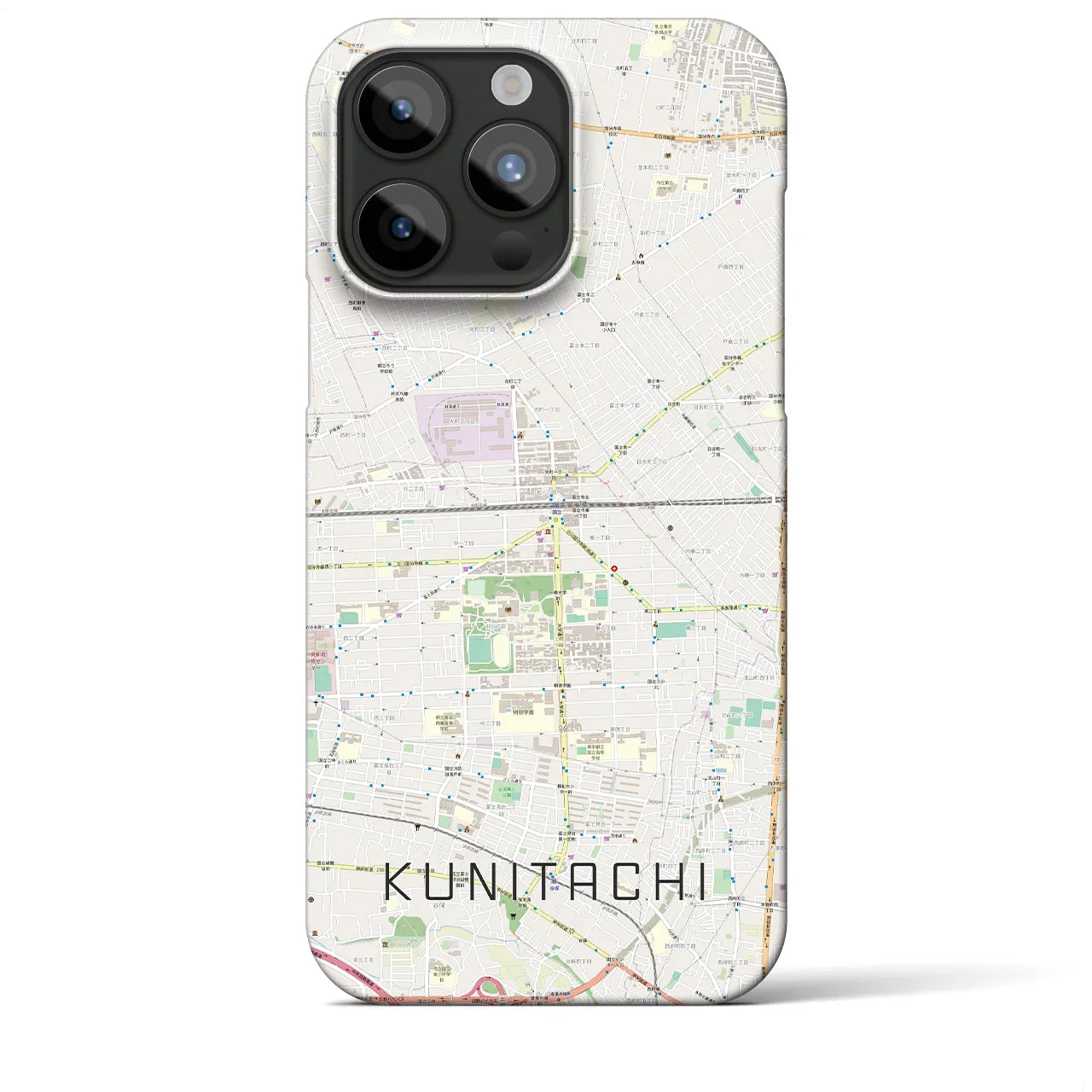 【国立2(東京都)】地図柄iPhoneケース(バックカバータイプ)